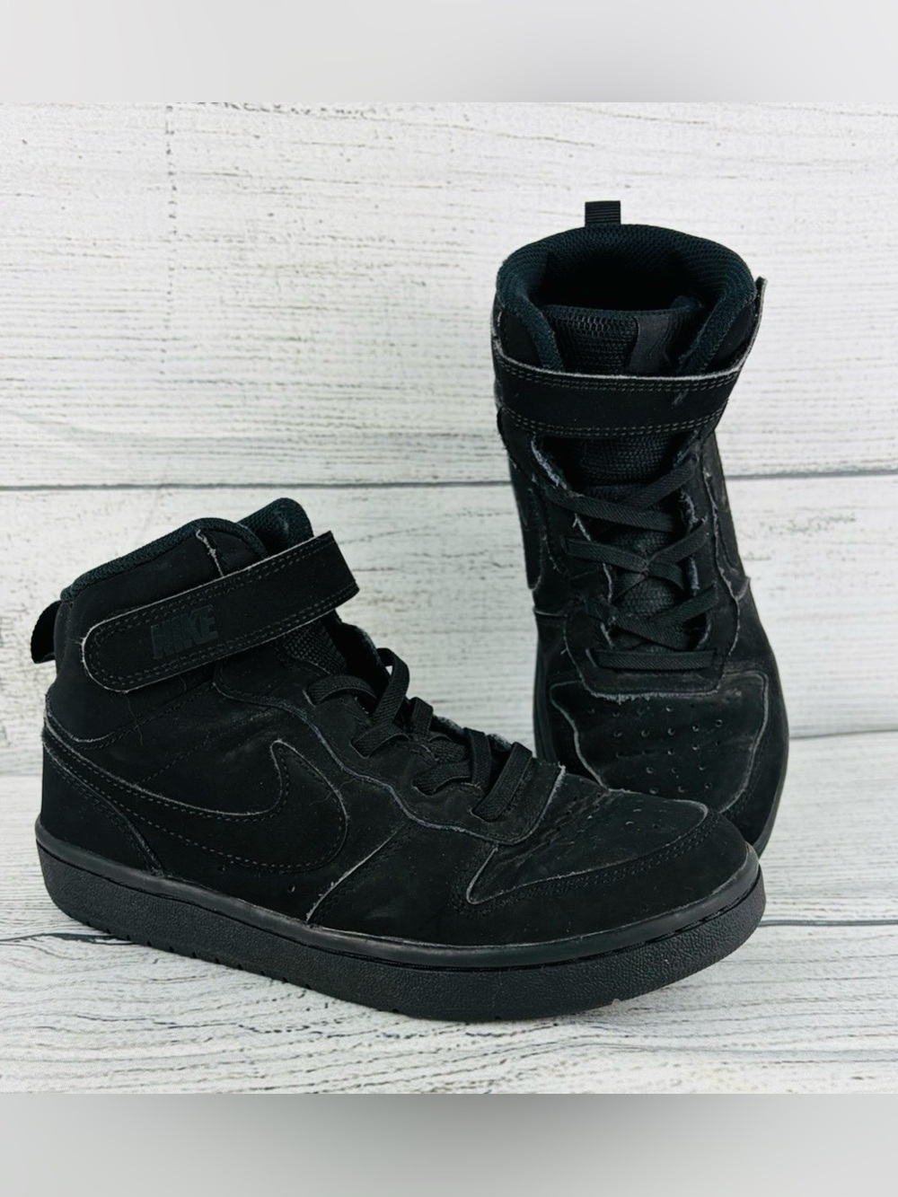 Nike Court Borough Mid 2 Shoes Unisex Kids Size 2 Black Mid Top CW5868-001